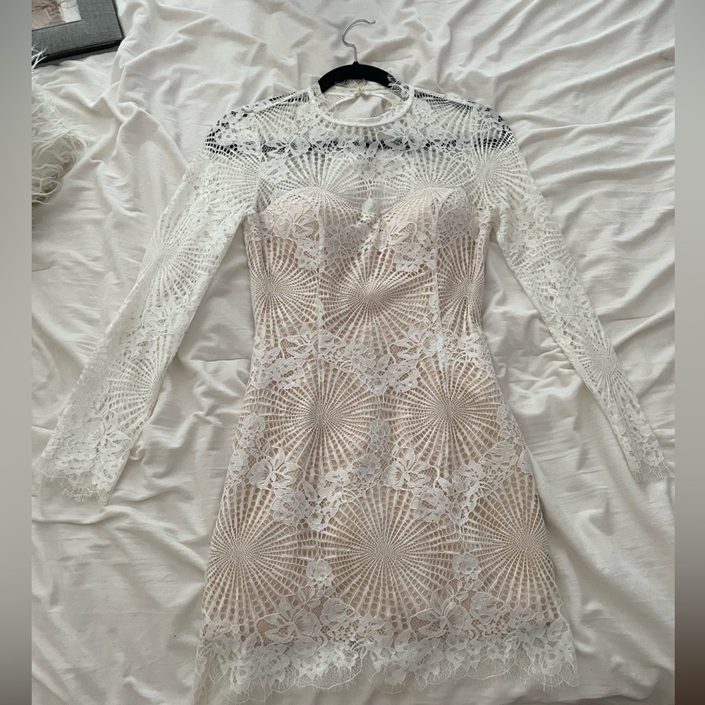 Bebe white lace mini dress